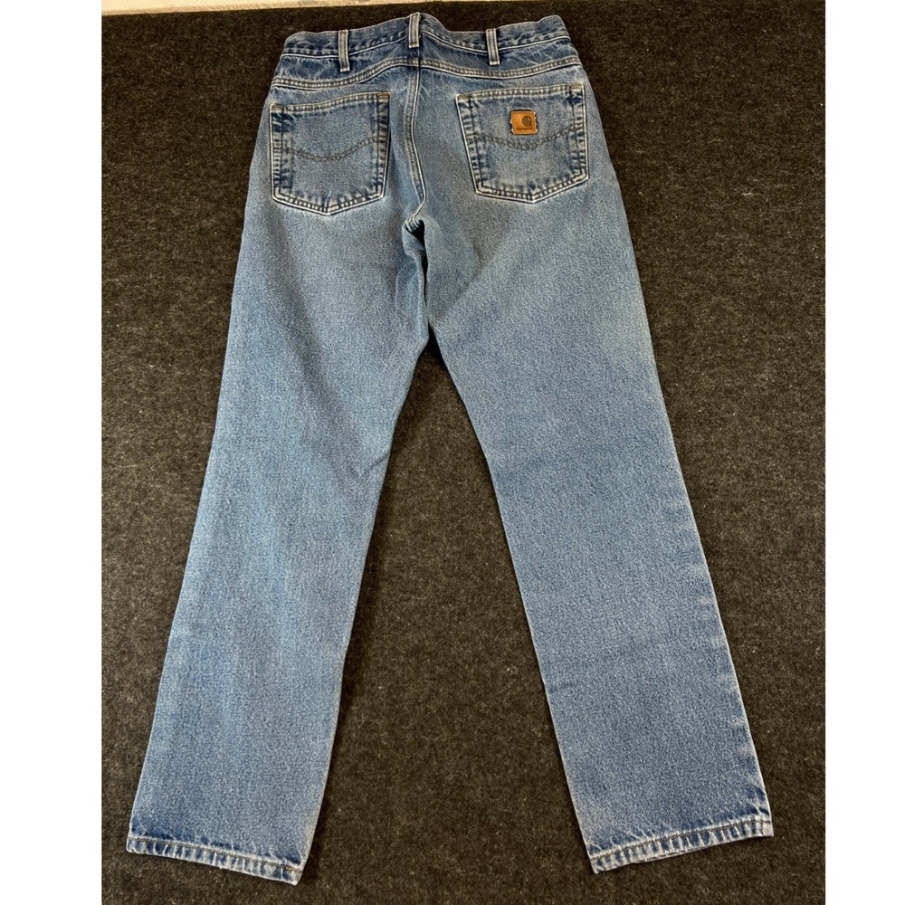 Carhartt Jeans Womens 32 Blue Denim High Rise Straight Leg Medium Wash Workwear